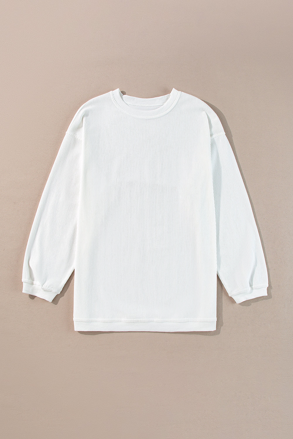 Solid Ribbed Corduroy Long Sleeve Oversized Sweatshirt