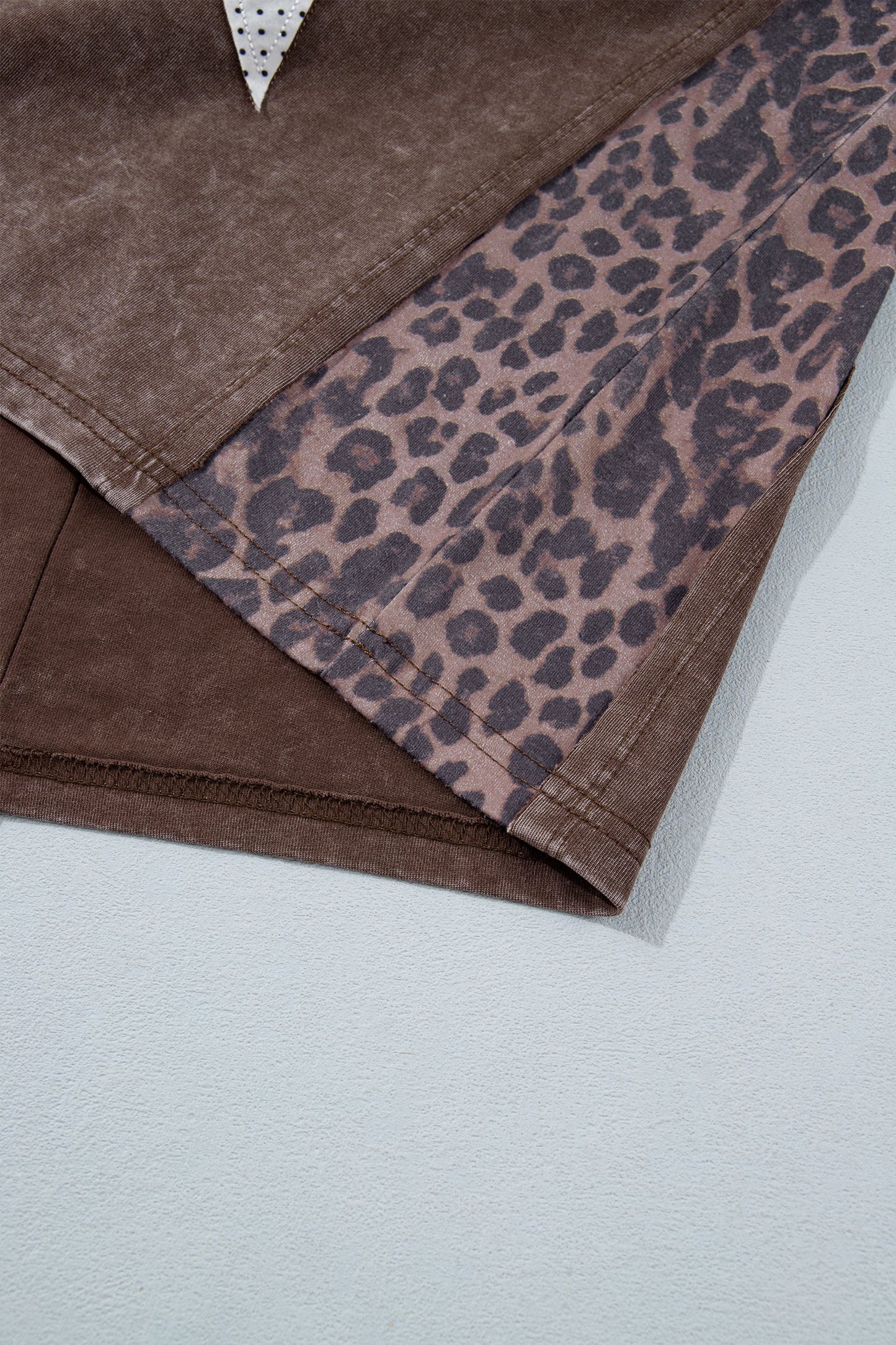 Leopard Star Patched Mineral Wash Exposed Seam T-Shirt
