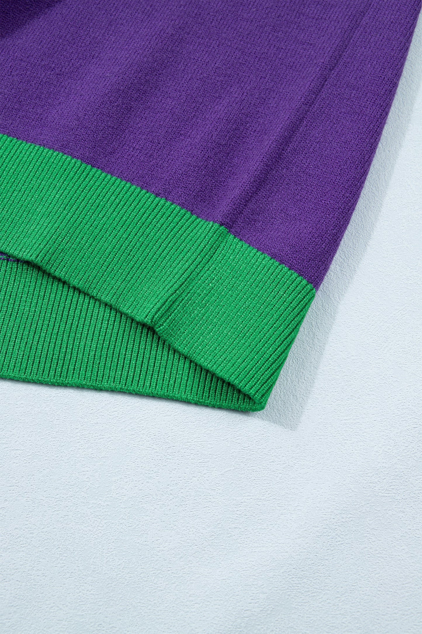 Mardi Gras Tinsel Embroidered Short Sleeve Sweater
