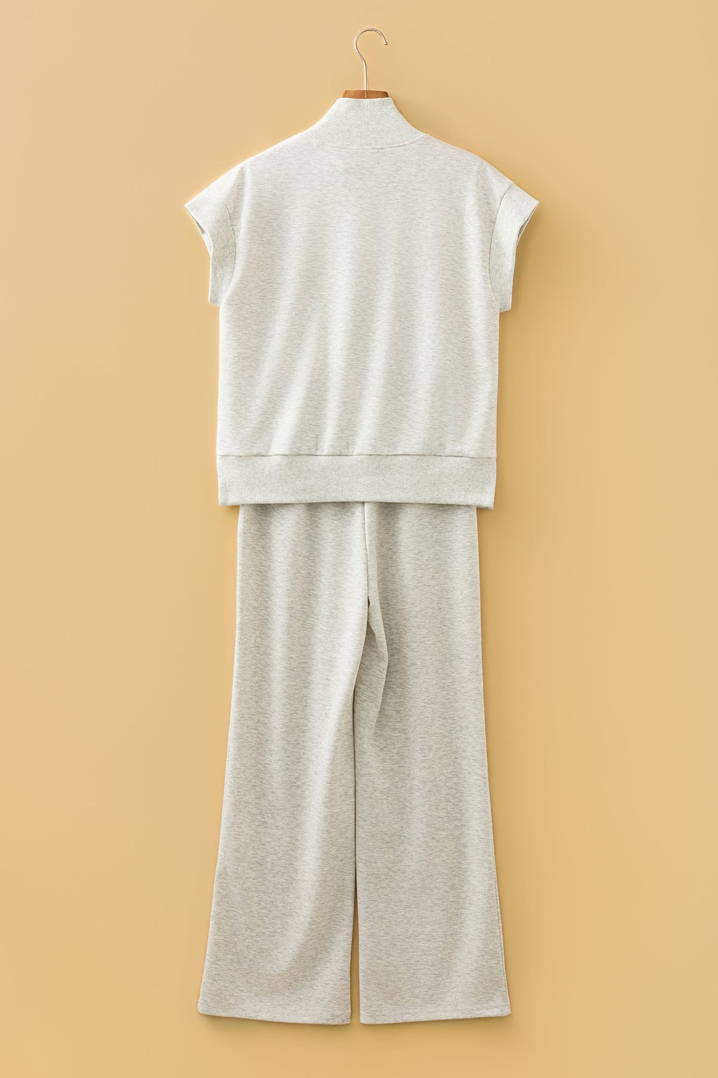 Solid Half Zip Polo Tee and Pants Set