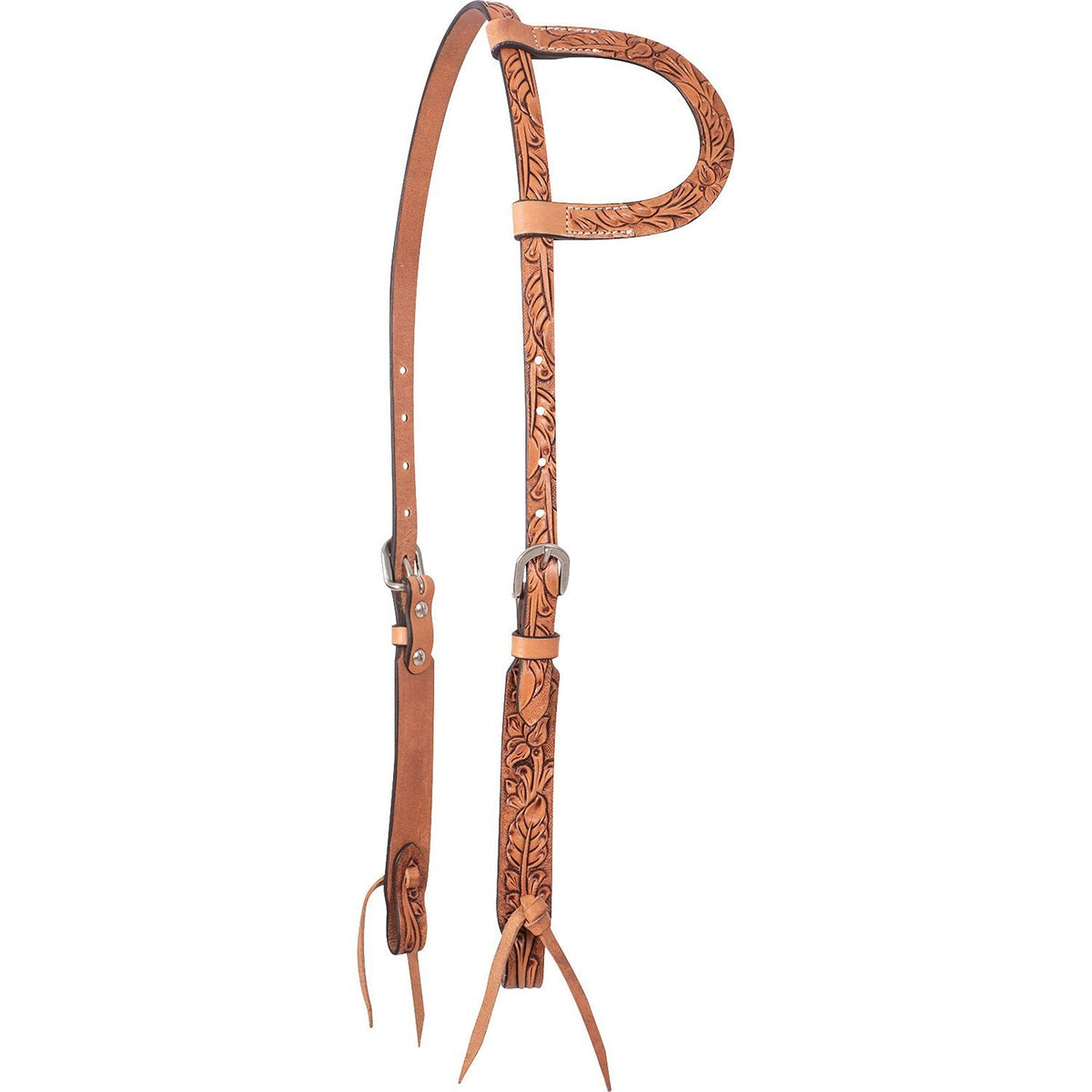 Cashel Antiqued Leaf Tooled Leather Slip Ear Headstall