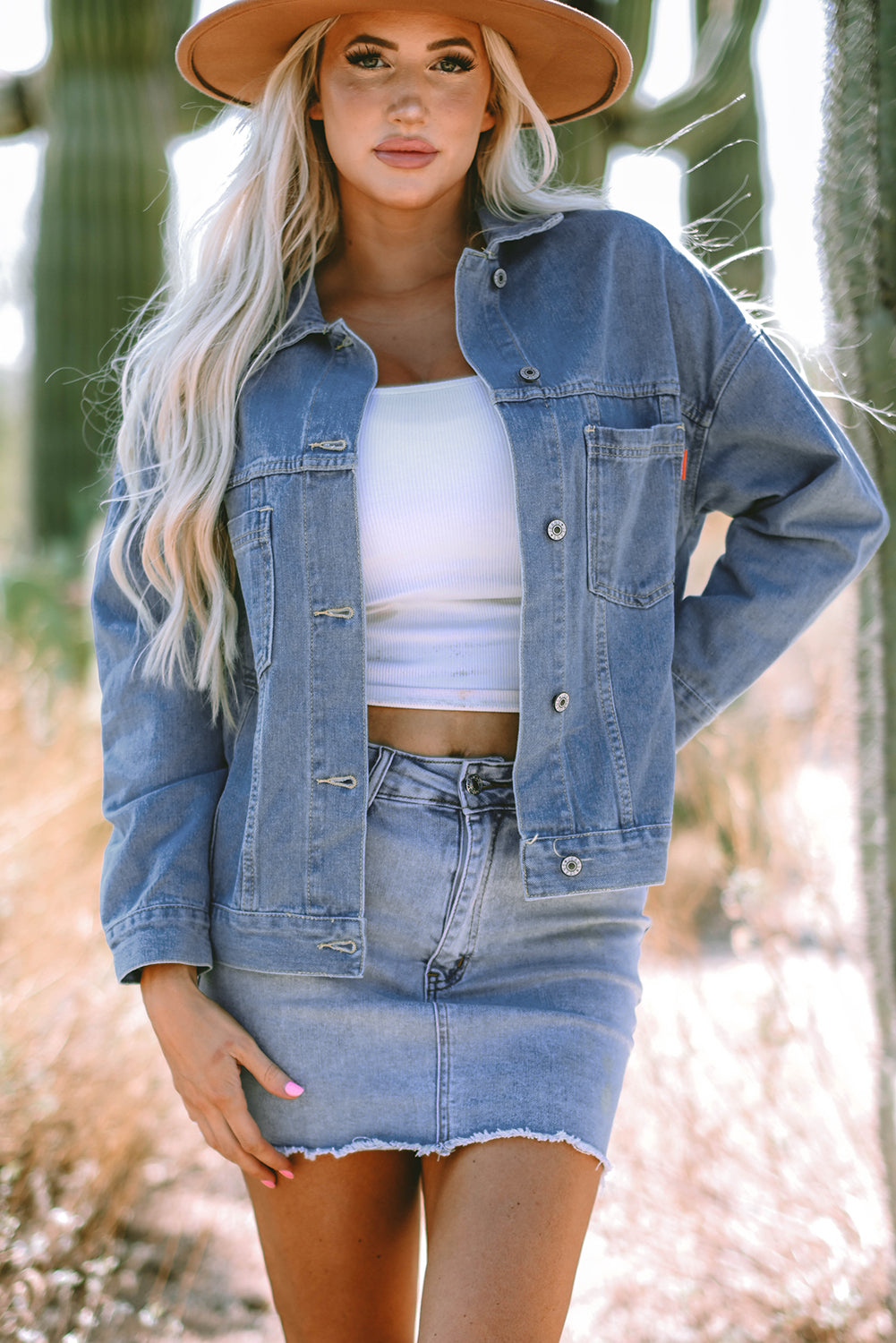 Stripe Wash Oversize Pocket Denim Jacket
