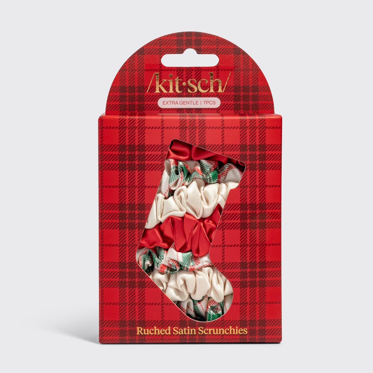 Holiday Ruched Satin Scrunchies 7pc Set by Kitsch