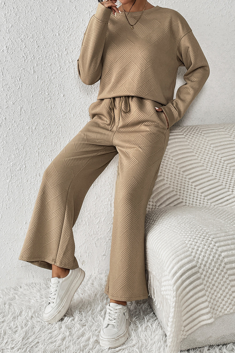 Textured Top and Pants Set