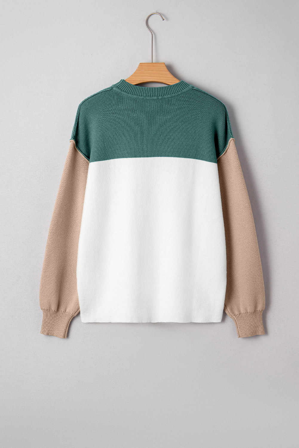 Colorblock Ribbed Knit Long Sleeve Sweater
