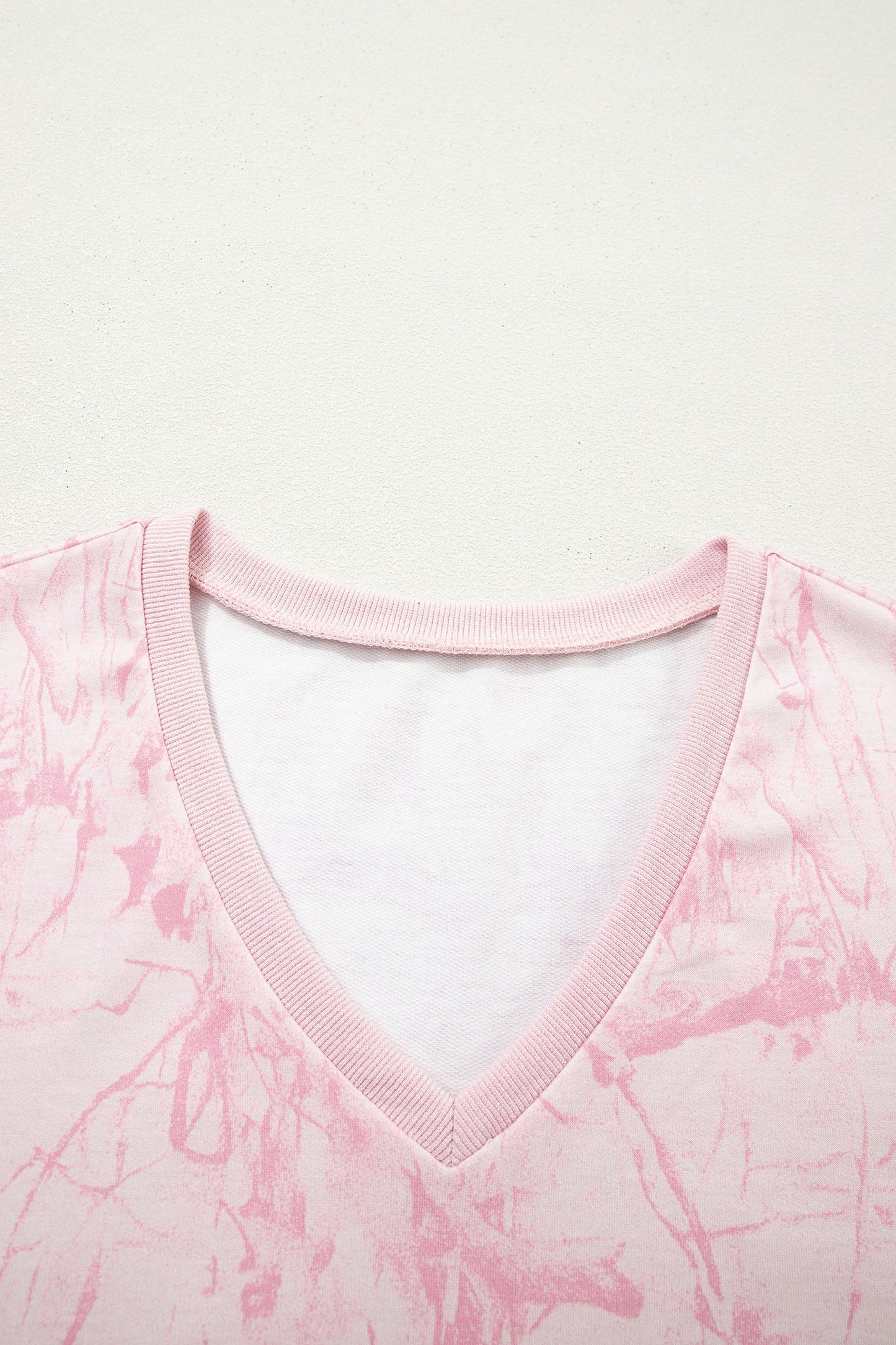 Abstract V-Neck Loose Tee & Drawstring Shorts