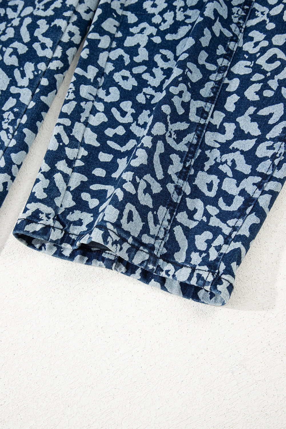 Leopard Drawstring Elastic Waist Pocketed Jeans