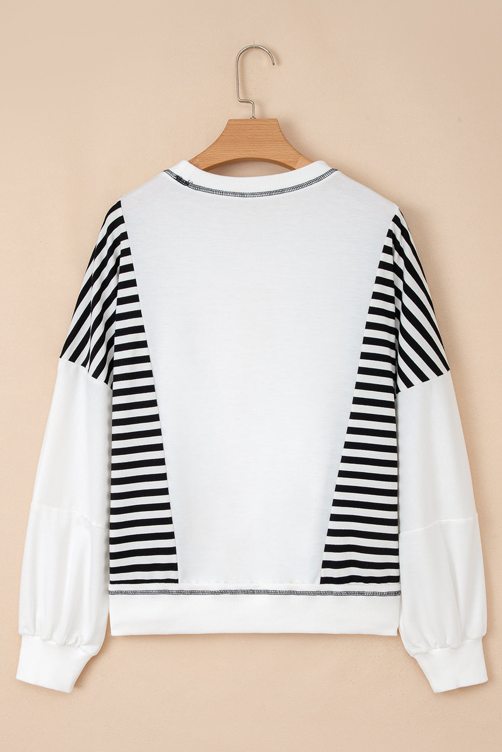 Stripe Colorblock Contrast Stitch Oversized Sweatshirt