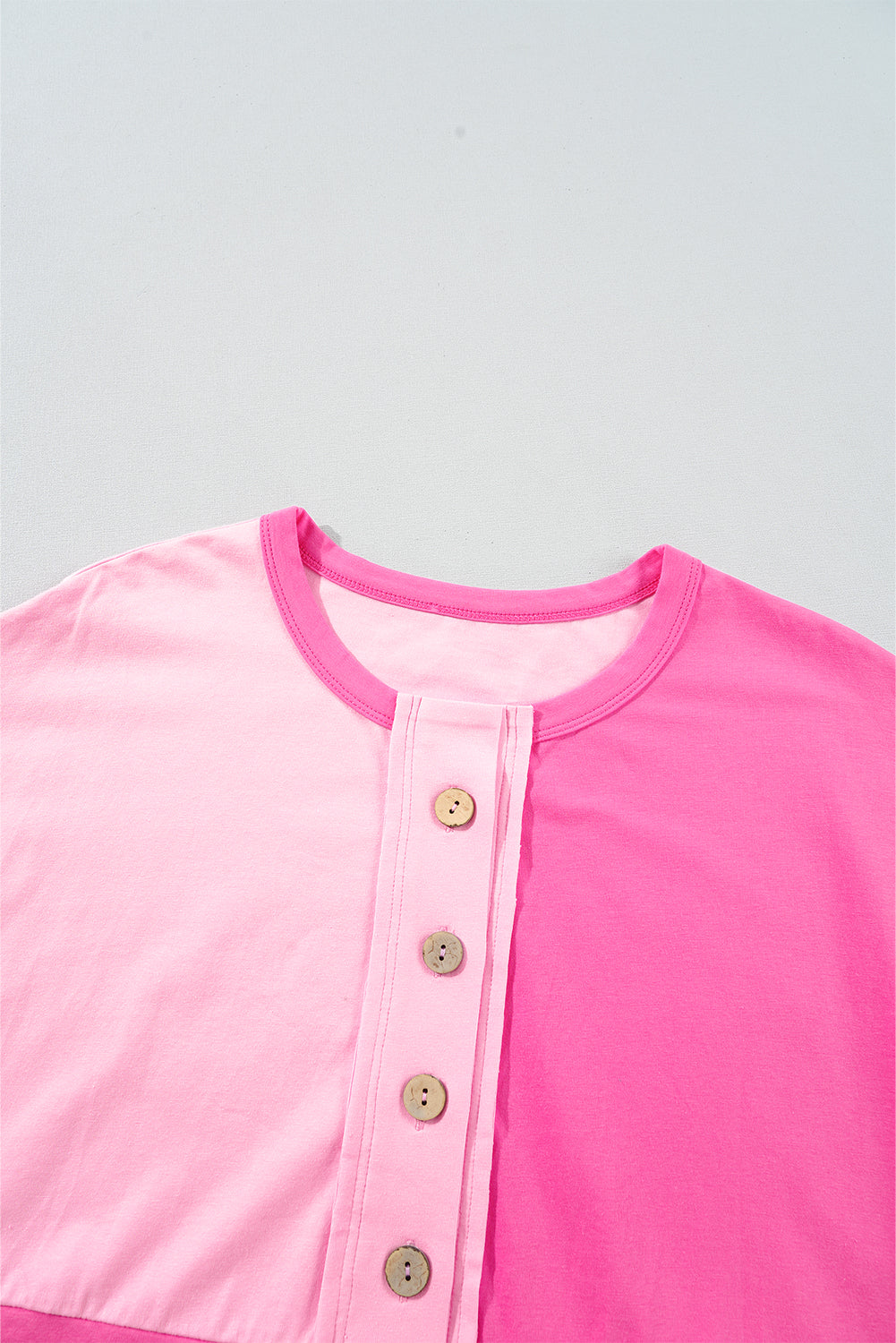 Two Tone Half Button Collared T-Shirt