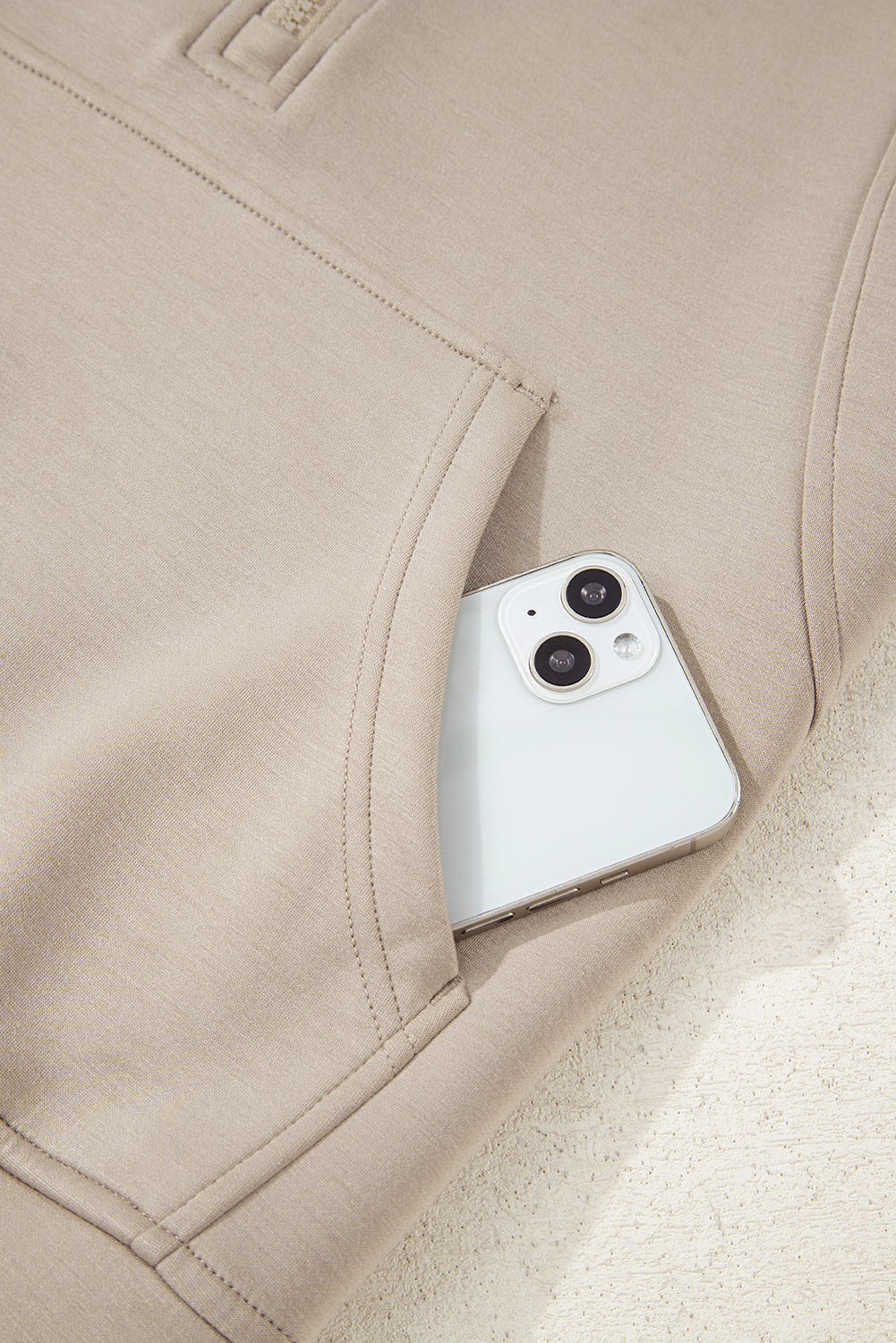 Solid Half- Zip Hoodie and Pants Set