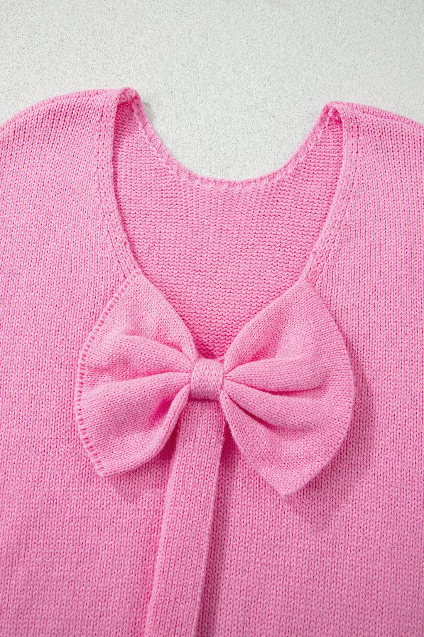 Bow Tie Backless Bubble Sleeve Sweater