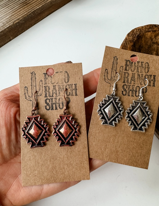 Aztec Stone Earrings Western Antique Dangle Earrings