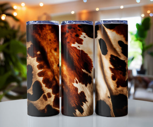 Cow Hide 3 D Print Stainless steel tumbler