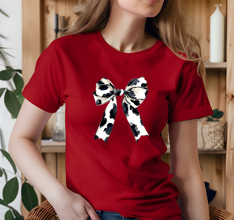 CowPrint Bow/ Coquette Tshirt