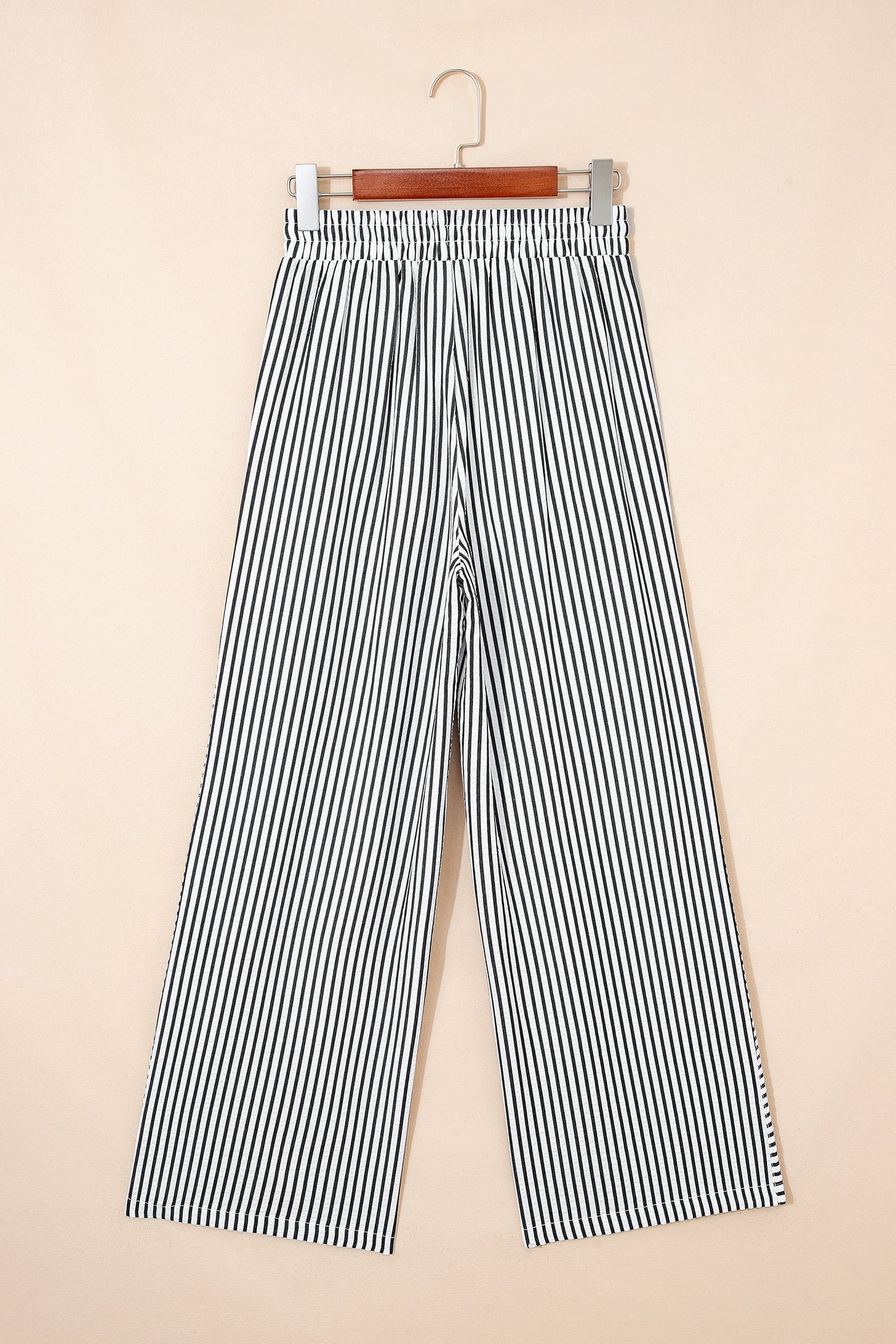 Plus Size Stripe Tie Waist Wide Leg Pants
