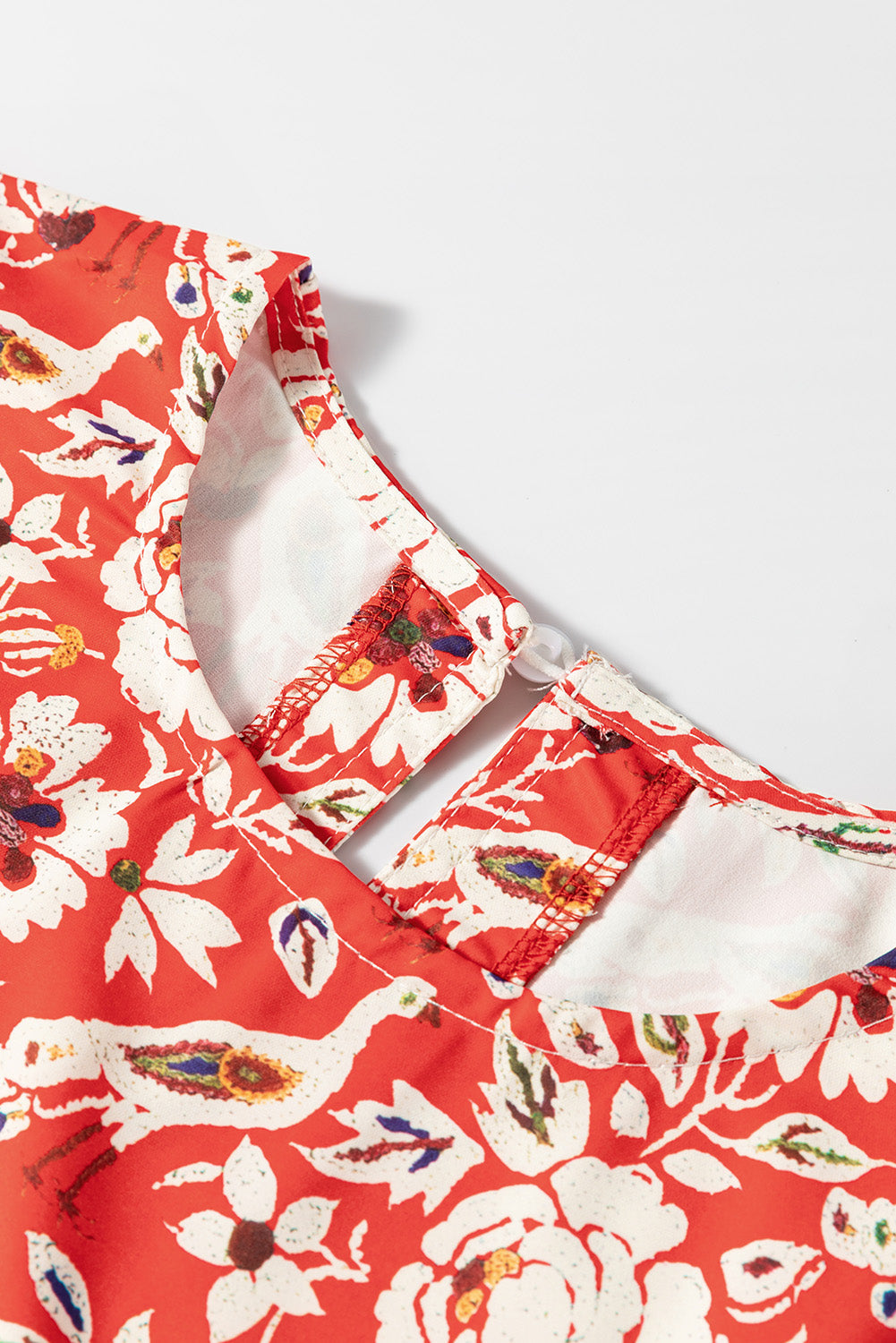 Floral Patchwork Long Sleeve Pleated Mini Dress