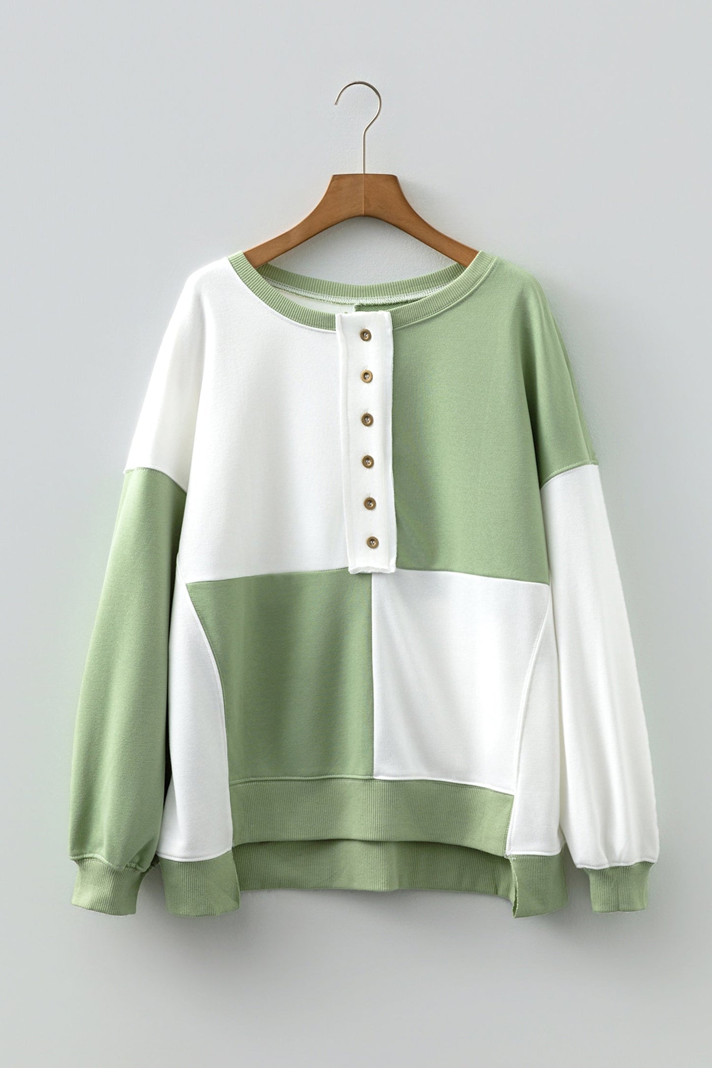 Colorblock Crewneck Henley Sweatshirt