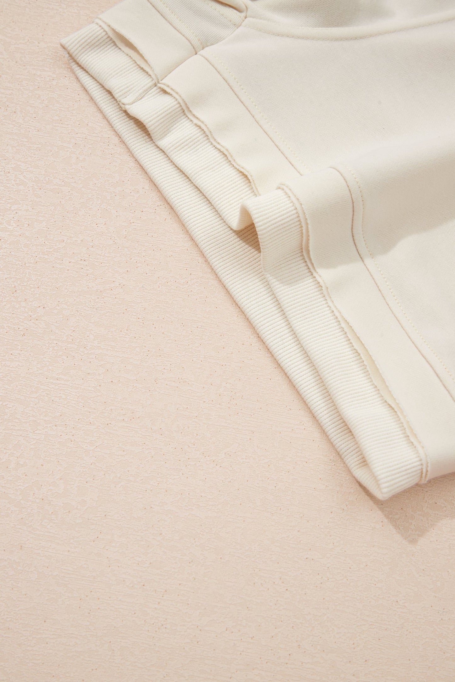 Solid Textured Raw Edge Top and Short Set