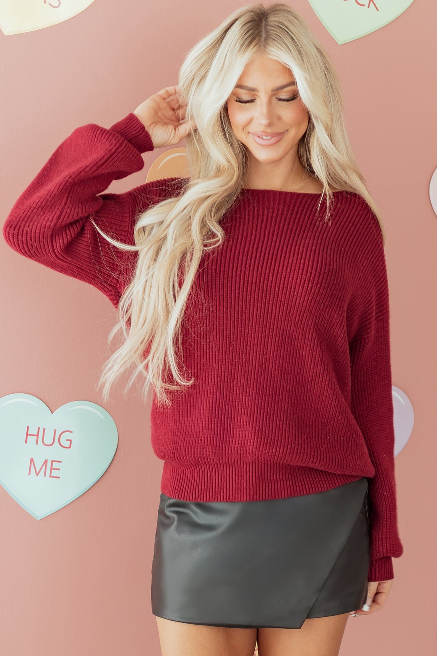 Ribbon Knot Backless Drop Shoulder Ribbed Sweater