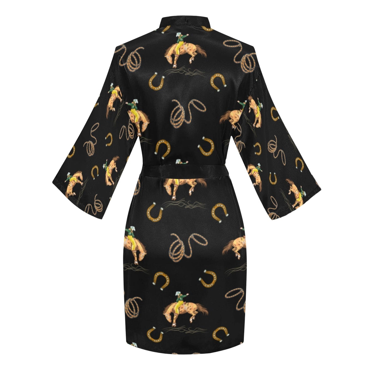 Rodeo Cowboy Satin Kimono Sleeve Robe