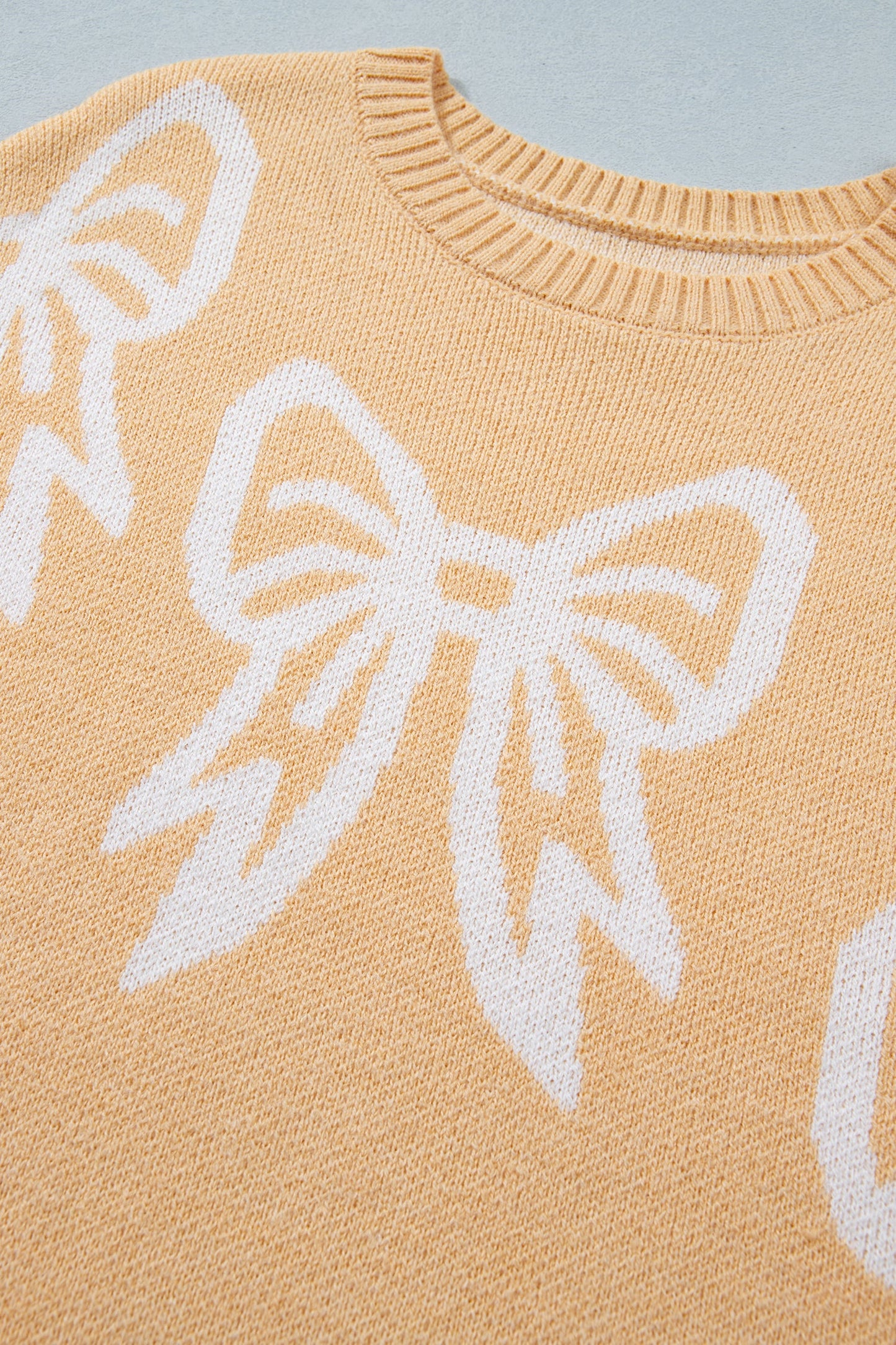 Bow Drop Shoulder Long Sleeve Sweater