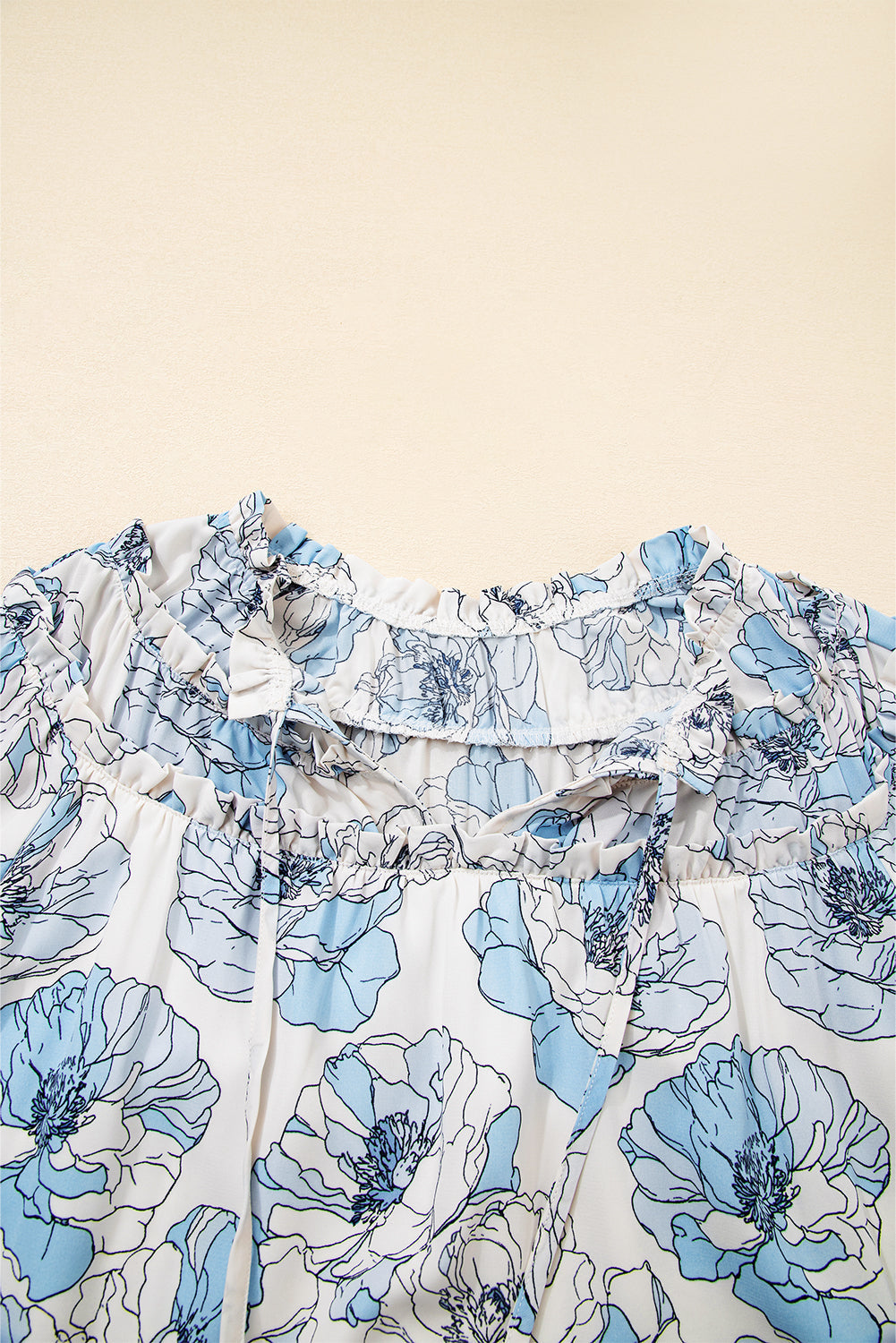 Floral Ruffle Tie Neck Mini Dress