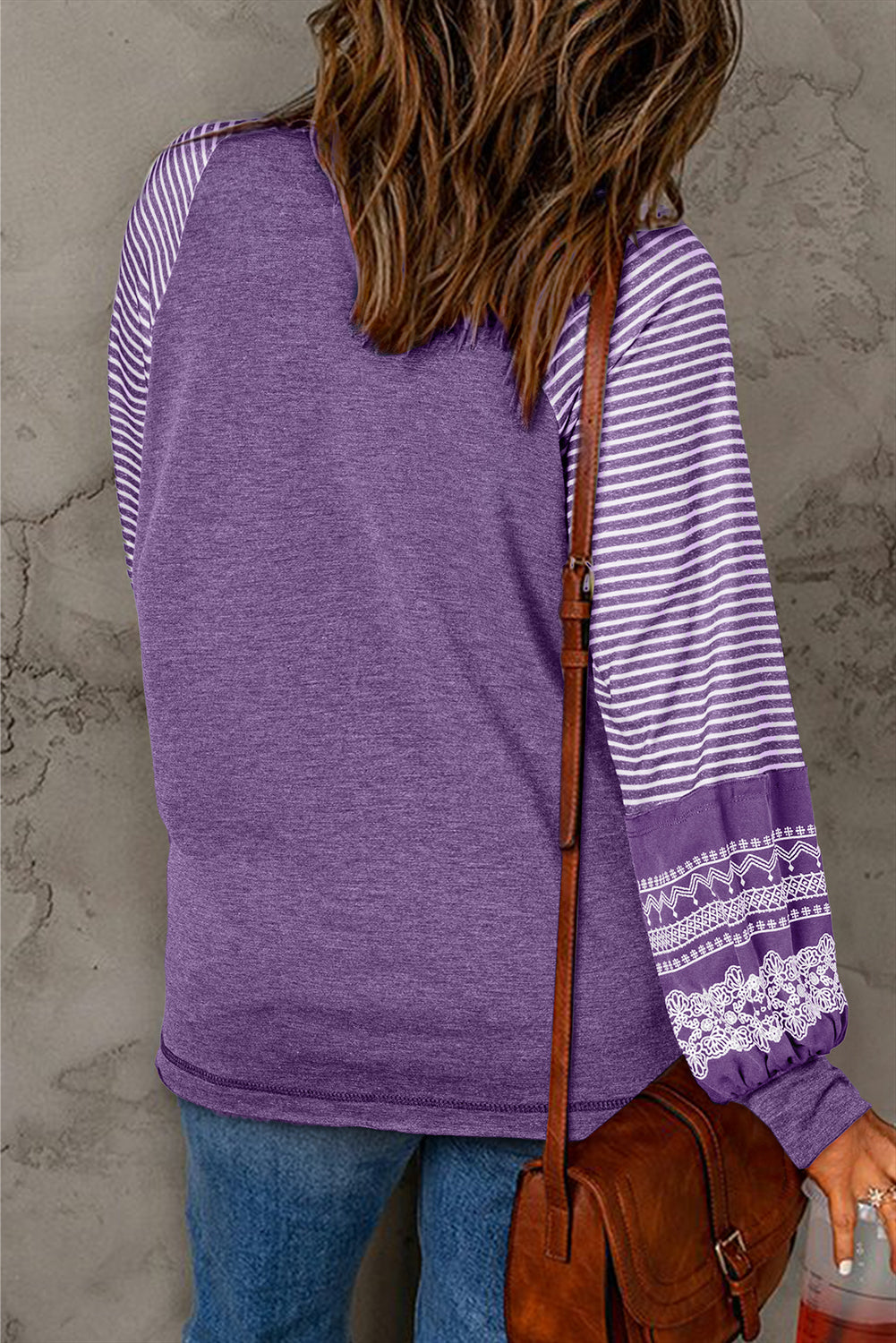 Stripe Patchwork Raglan Long Sleeve Top