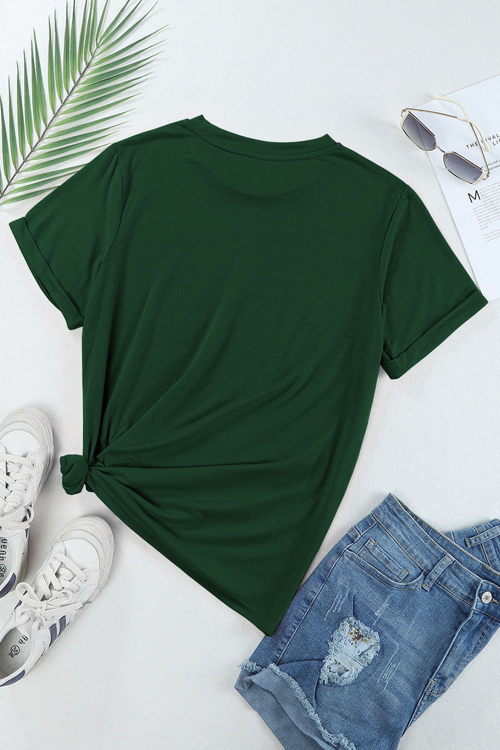 Solid Short Sleeve Crew Neck Tee