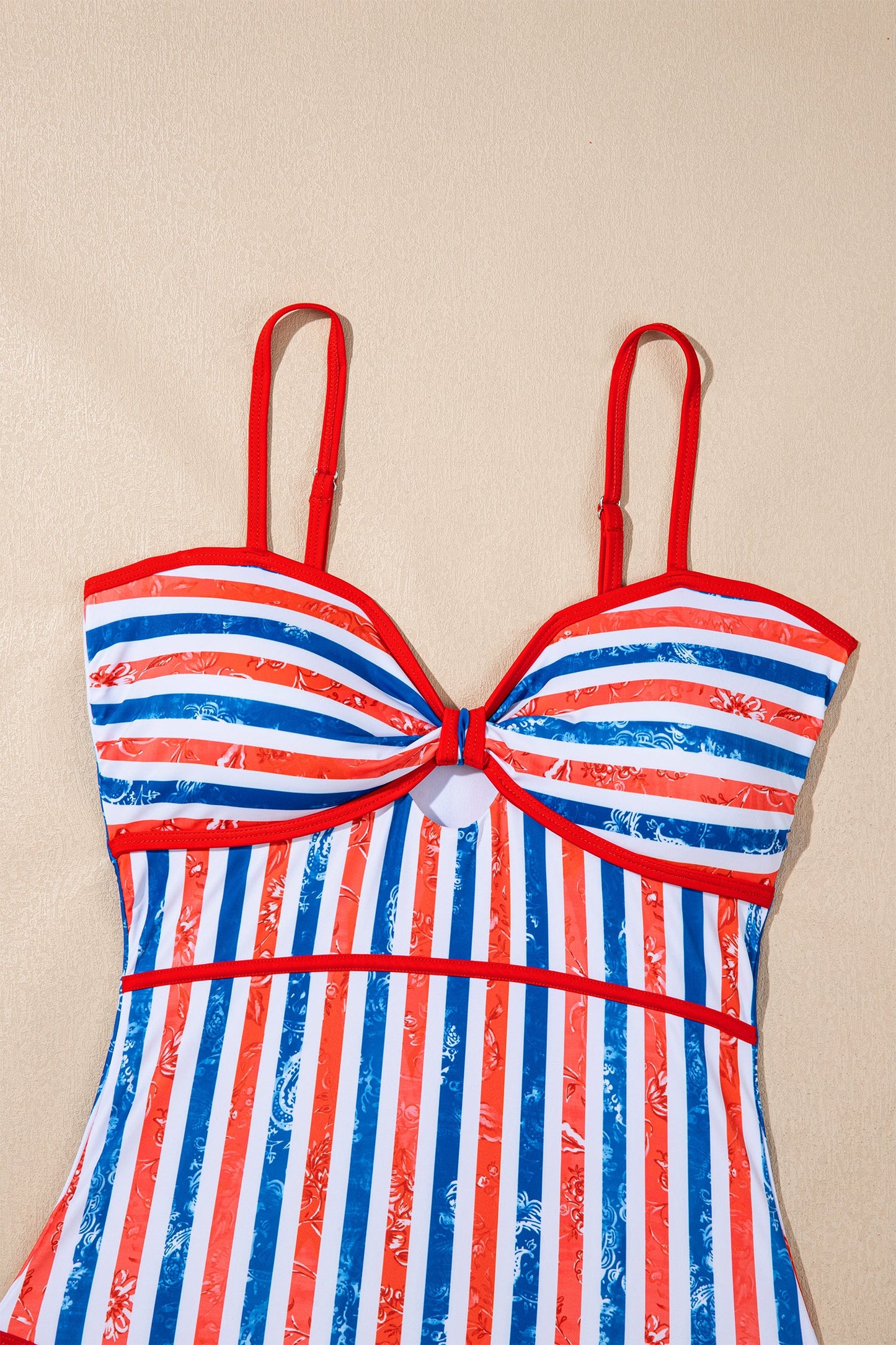 Americana Stripe Cutout Spaghetti Strap Swimsuit