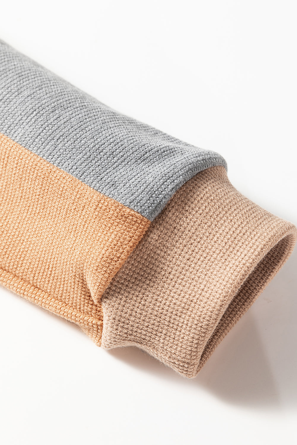 Colorblock Thermal Textured Knit Drop Shoulder Henley Top