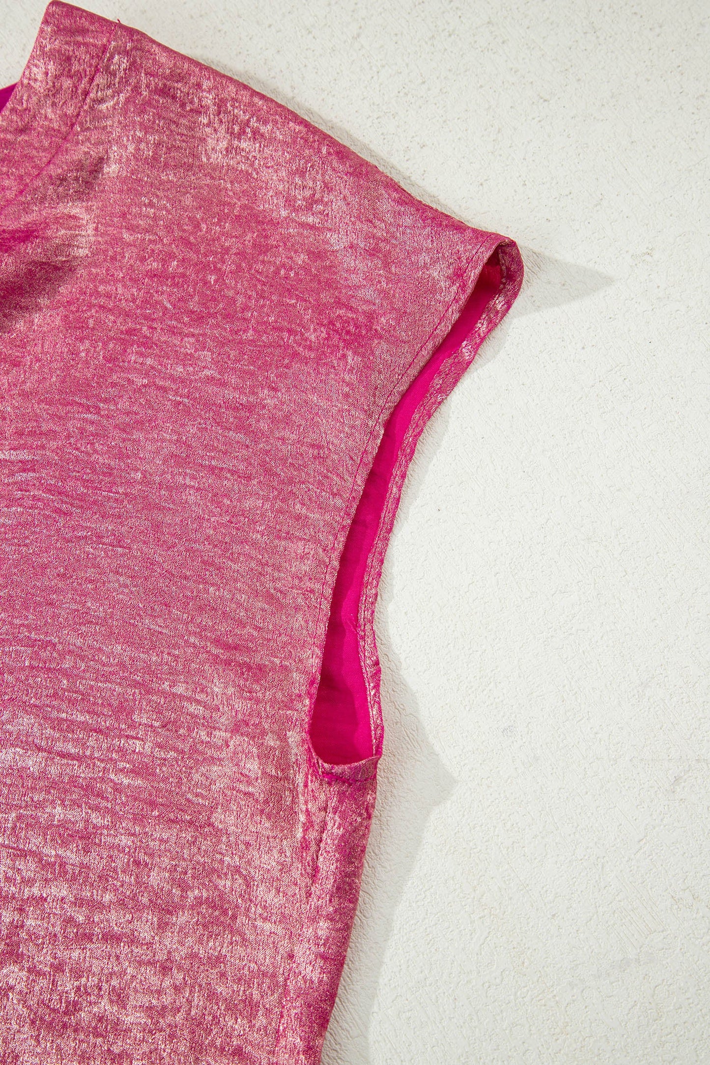 Metallic Round Neck Cap Sleeve Tee