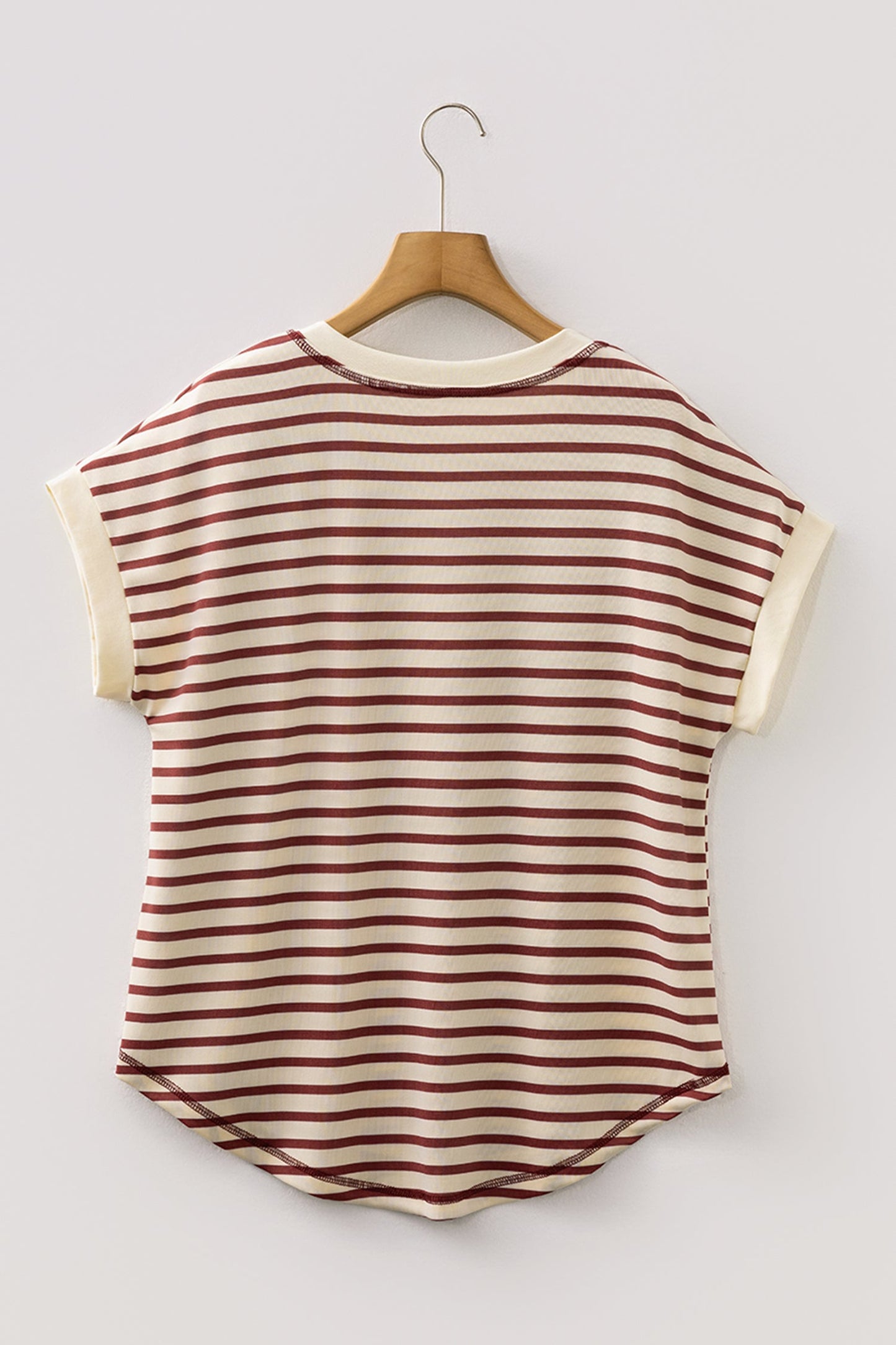 Stripe Half Buttoned Short Sleeve Top