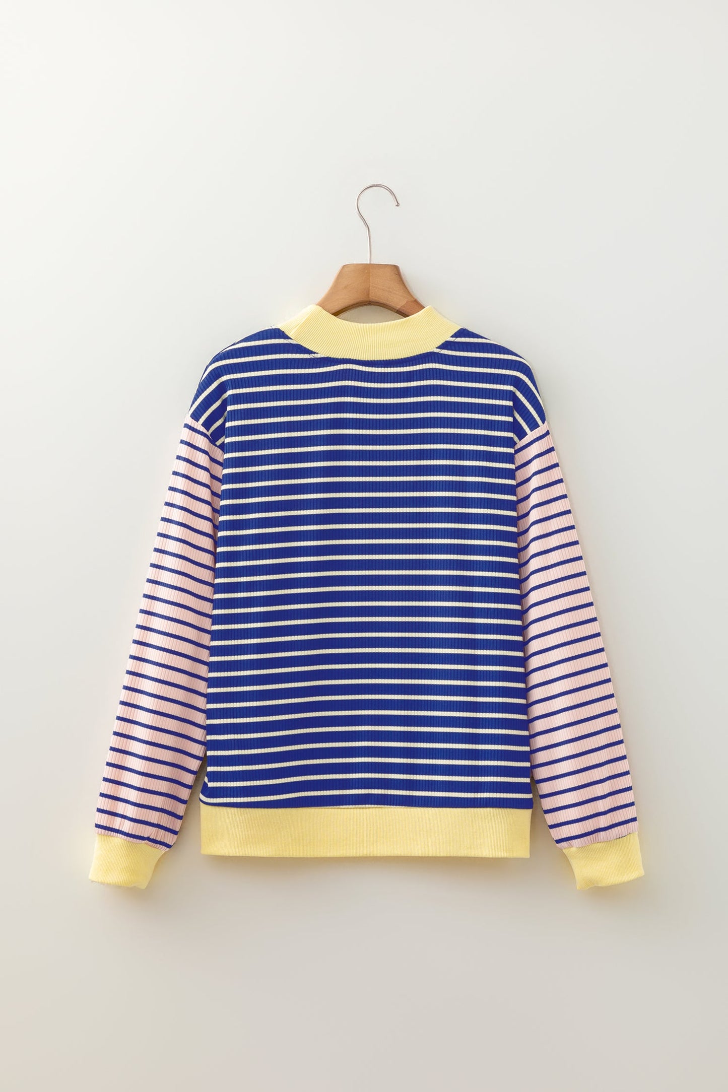 Stripe Colorblock Long Sleeve Crewneck Pullover Top