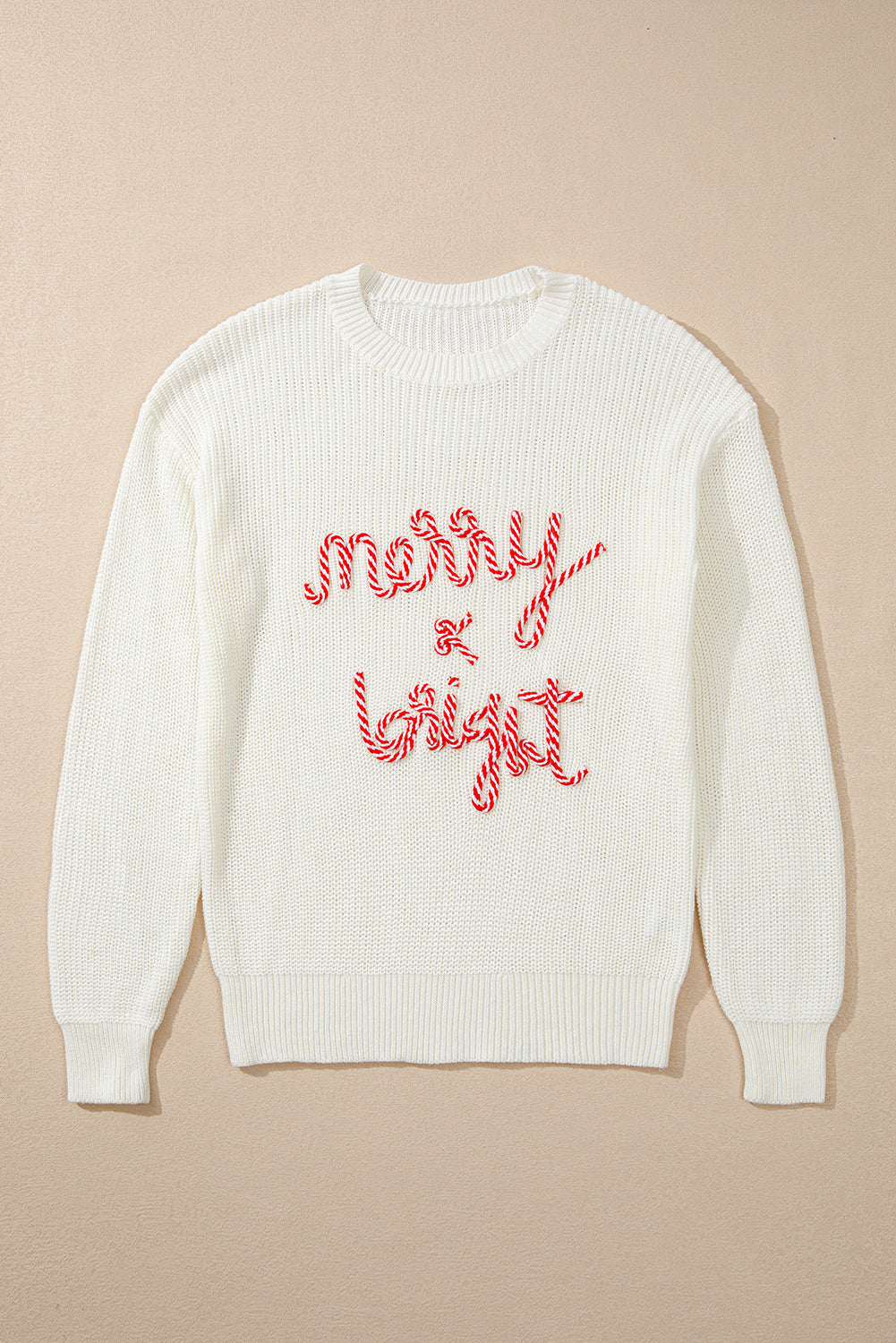 Stripe Merry & Bright Christmas Long Sleeve Sweater