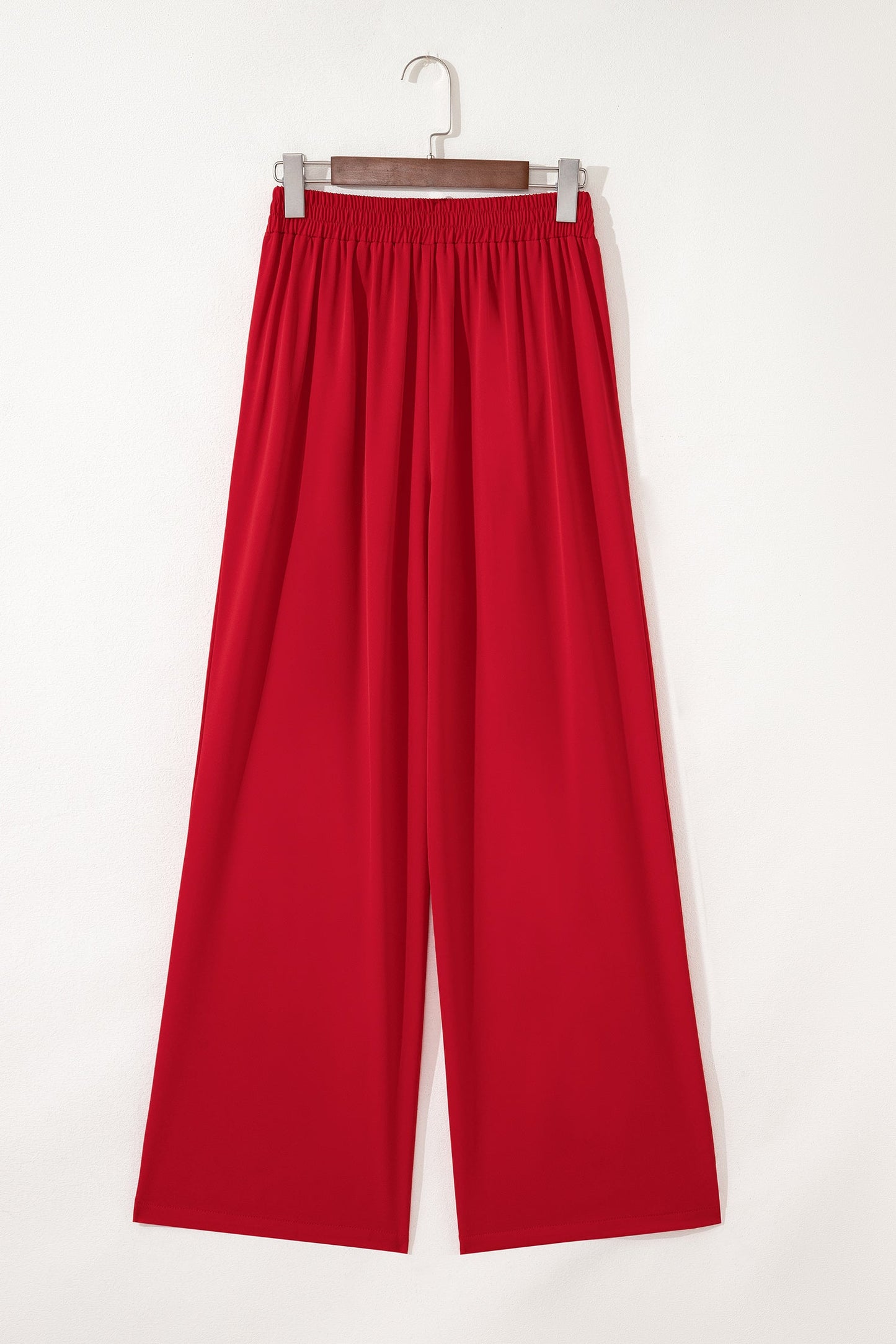 Solid Pleated Pull-On Straight Leg Pants