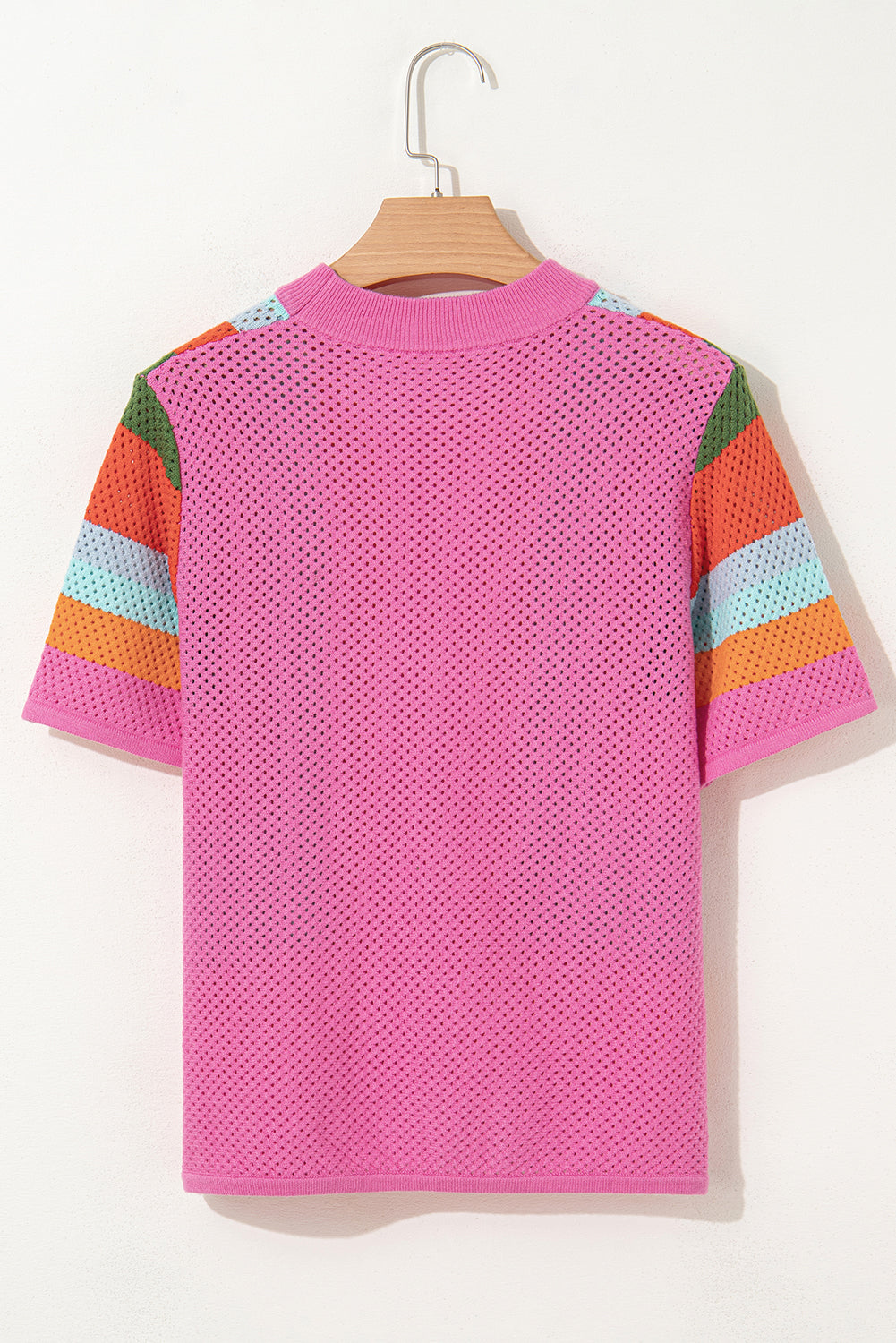 Colorblock Eyelet Casual Sweater T-Shirt