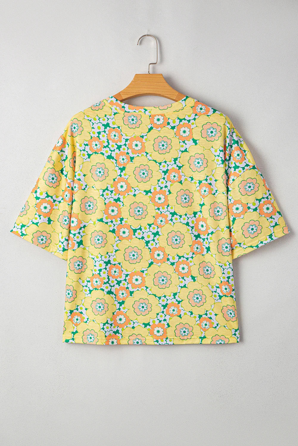 Flower Drop Shoulder Loose Summer T-Shirt