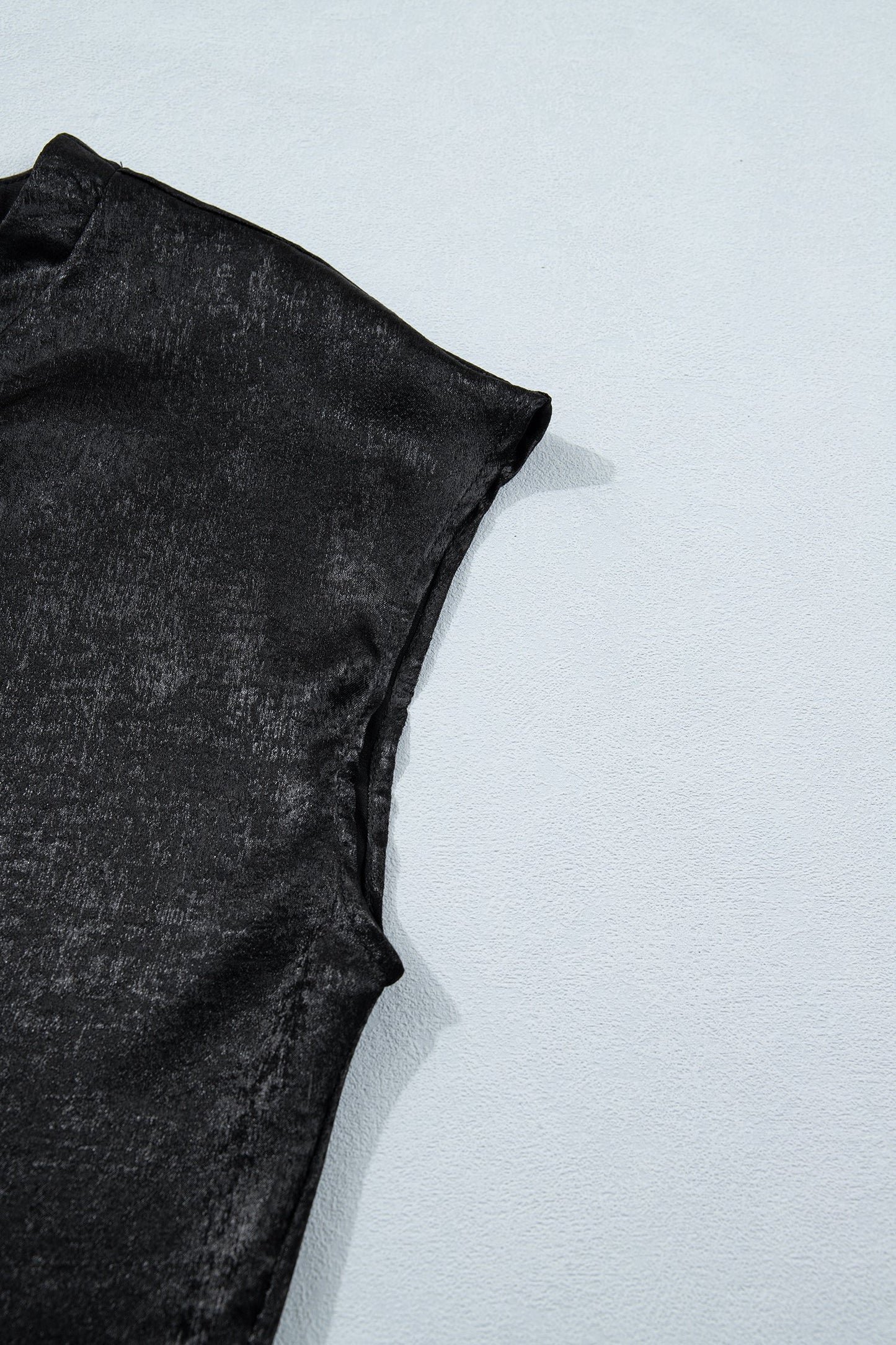 Metallic Round Neck Cap Sleeve Tee
