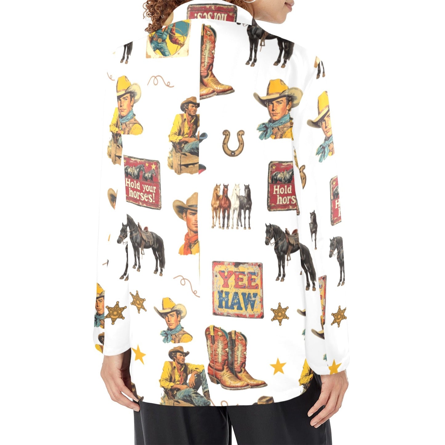 Vintage Cowboy Collage Western Women's Blazer
