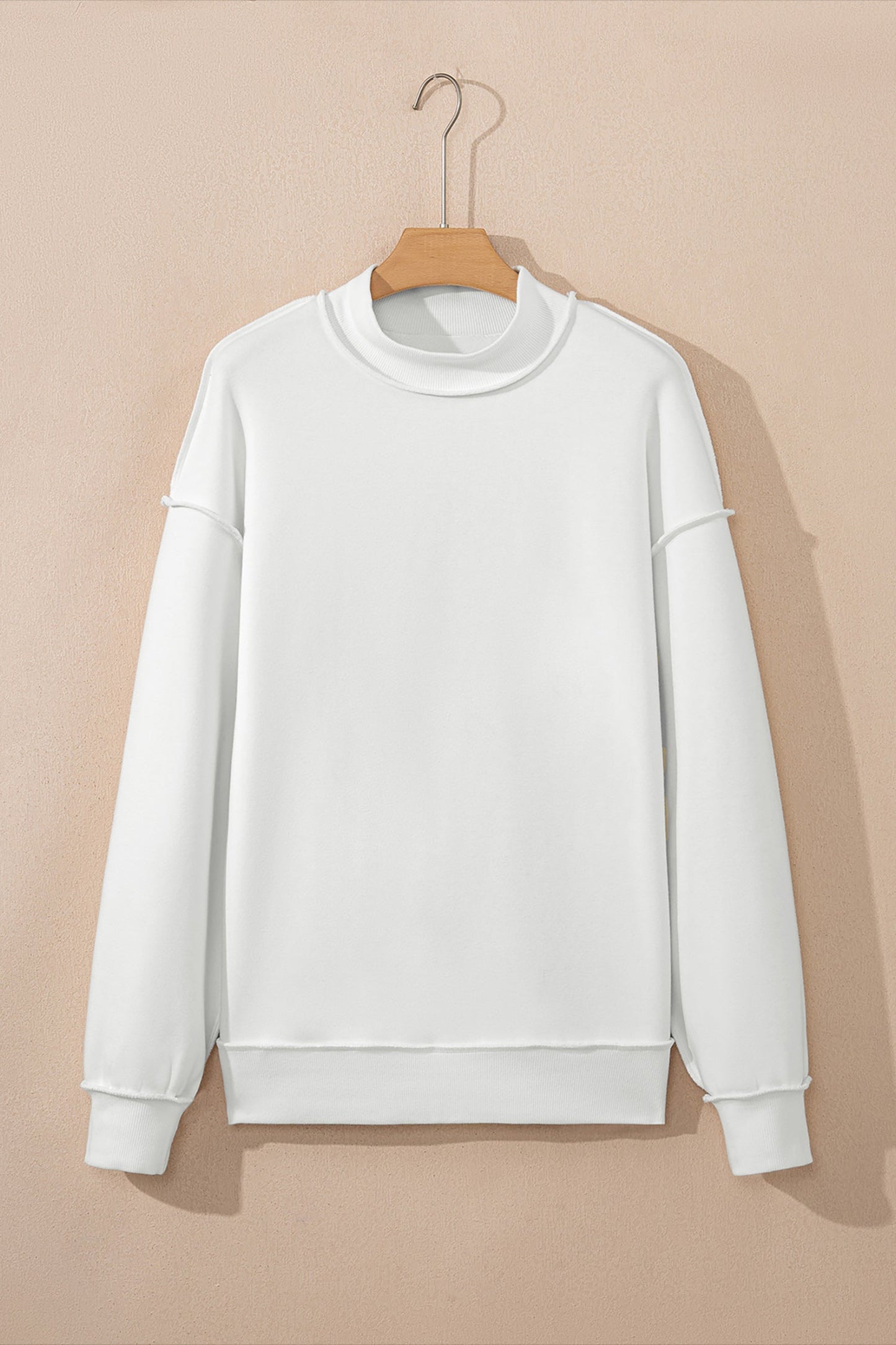 Solid Mock Neck Drop Shoulder Oversize Sweatshirt