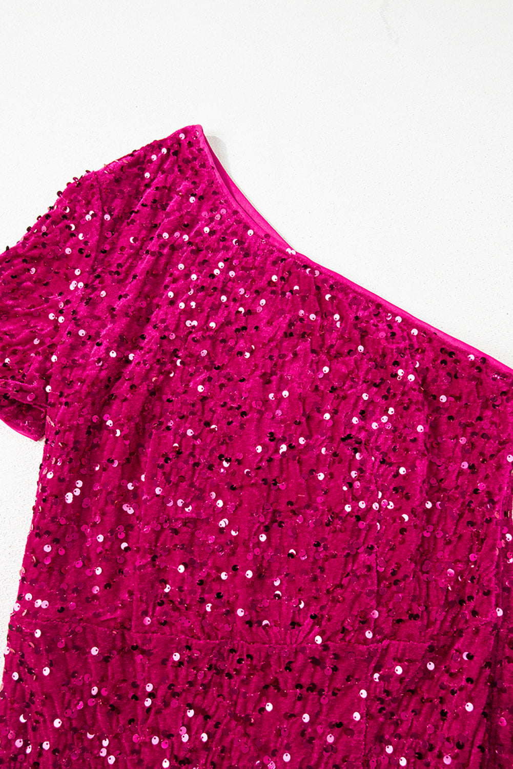 Sequin One Shoulder Thigh High Split Bodycon Gown