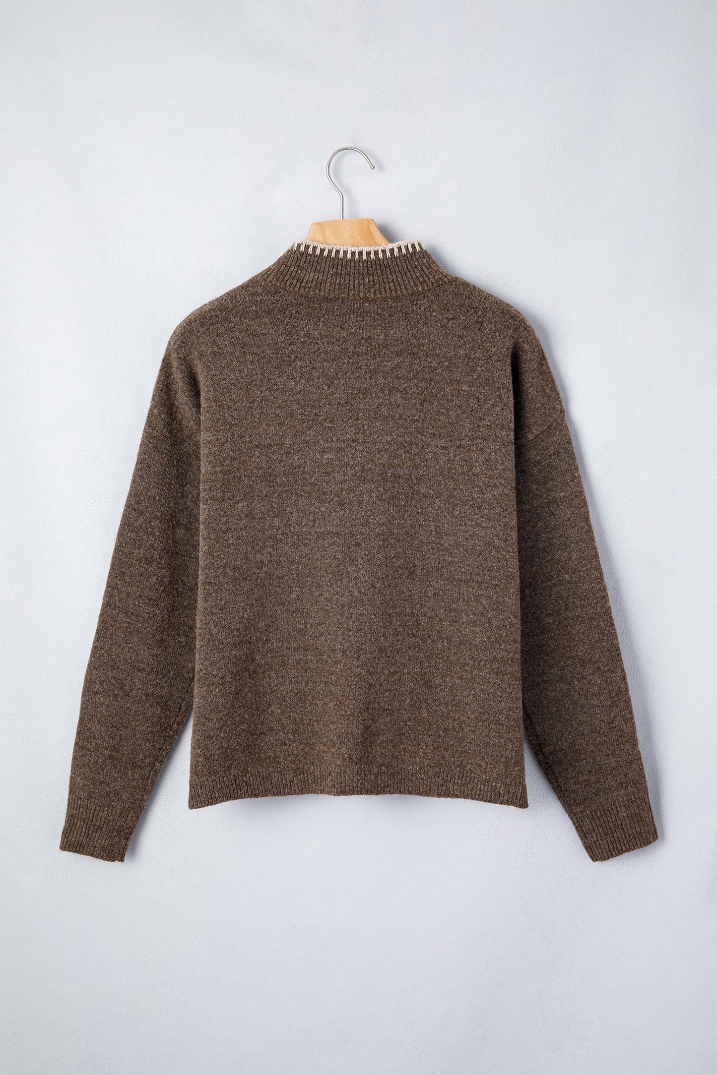Floral Embroidered Mock Neck Long Sleeve Sweater
