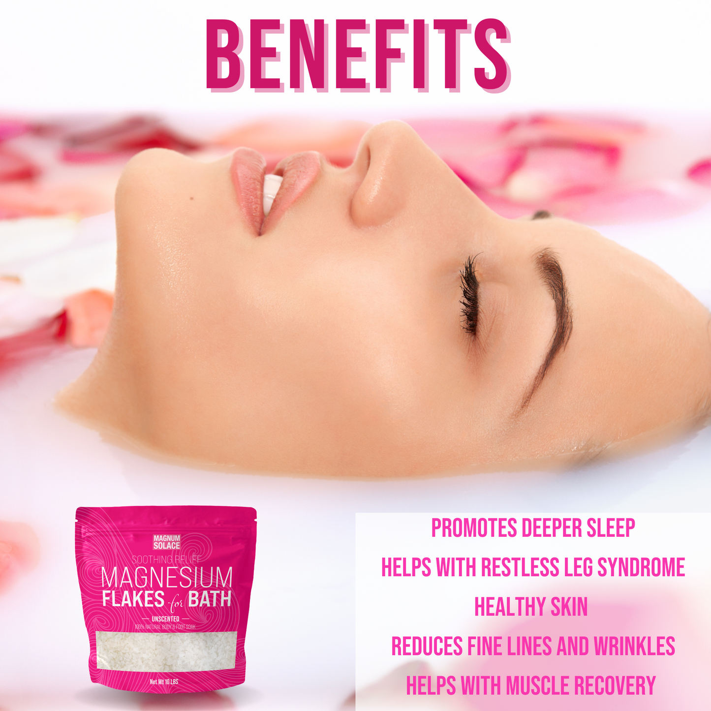 Magnesium Bath Flakes Pink Edition, Dead Sea Bath Salts, Uns