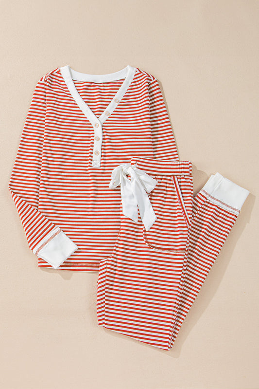 Stripe Top and Pants Christmas Lounge Set