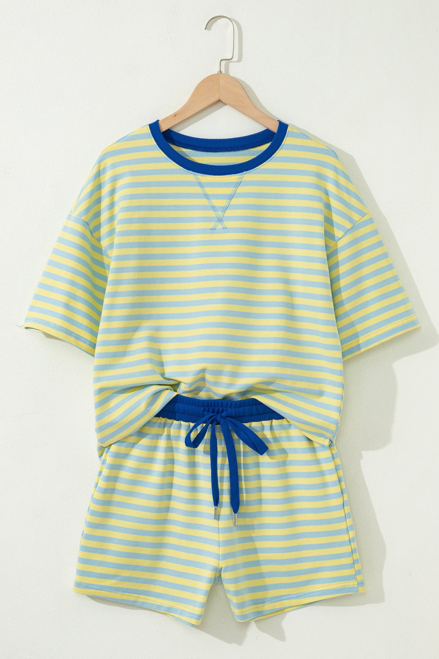 Stripe Terry Knit Top & Shorts Set