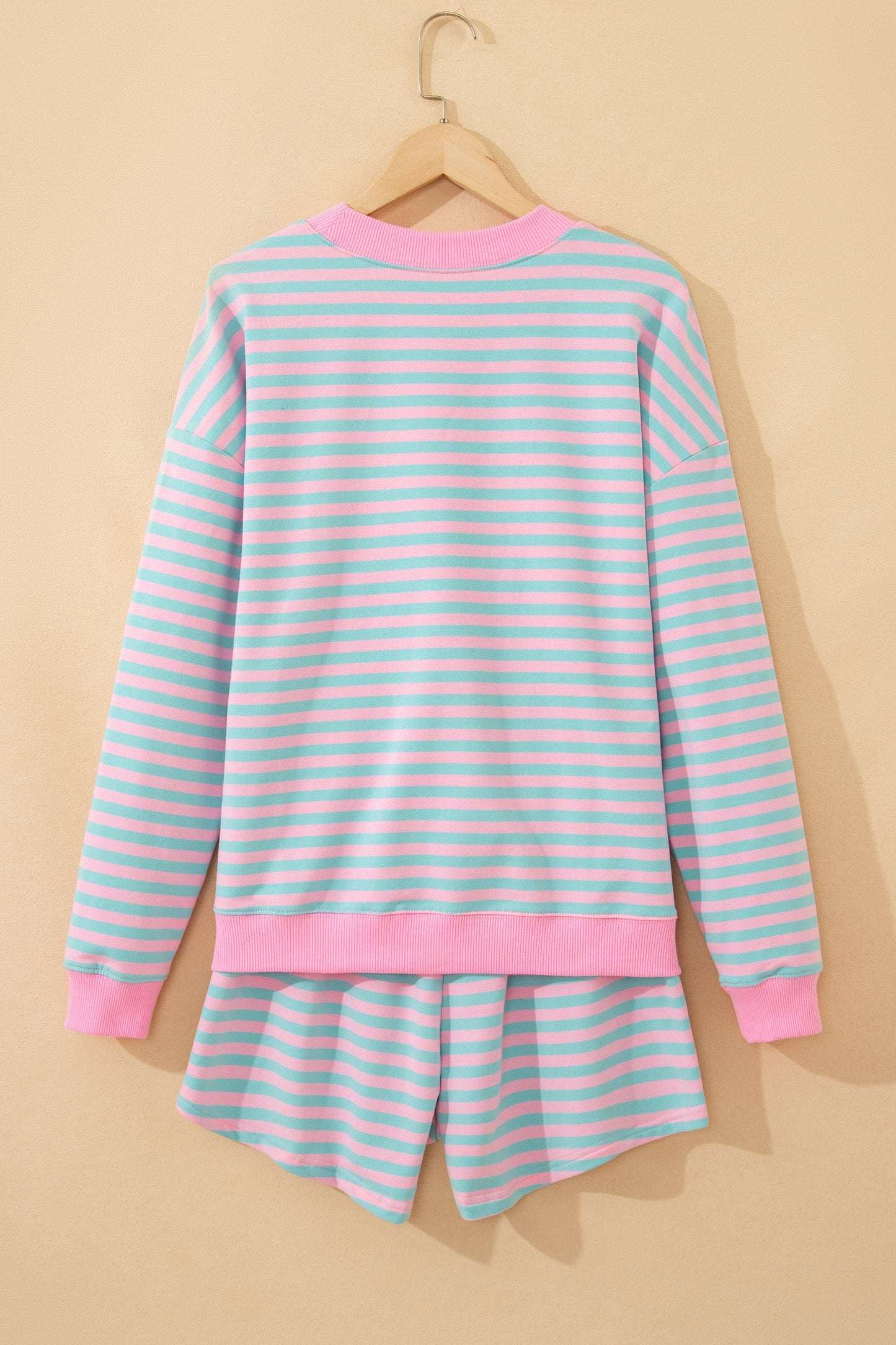 Stripe Colorblock Pullover & Pull-On Shorts Set
