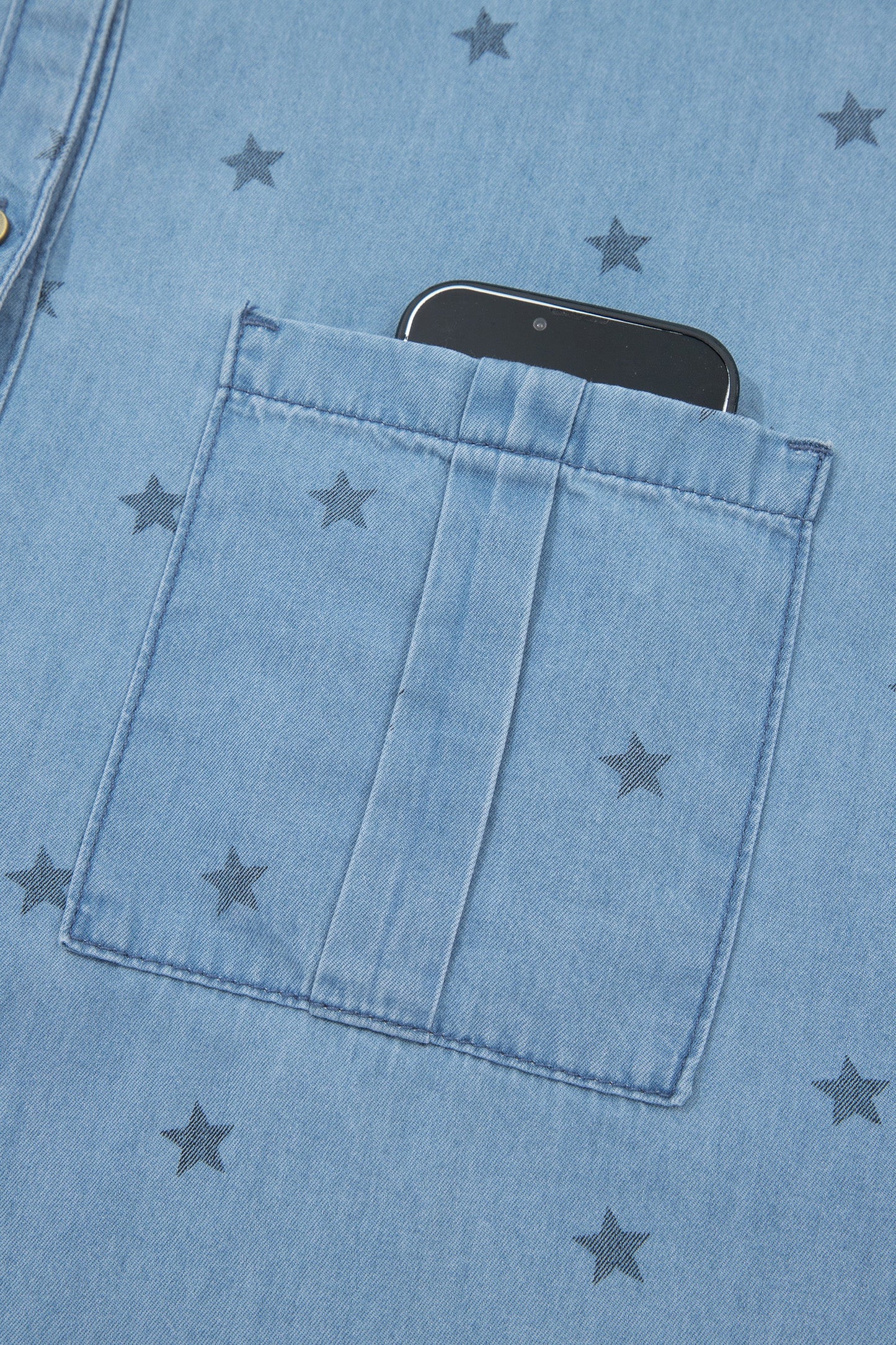 Star Denim Double Chest Pocket Short Sleeve Shirt