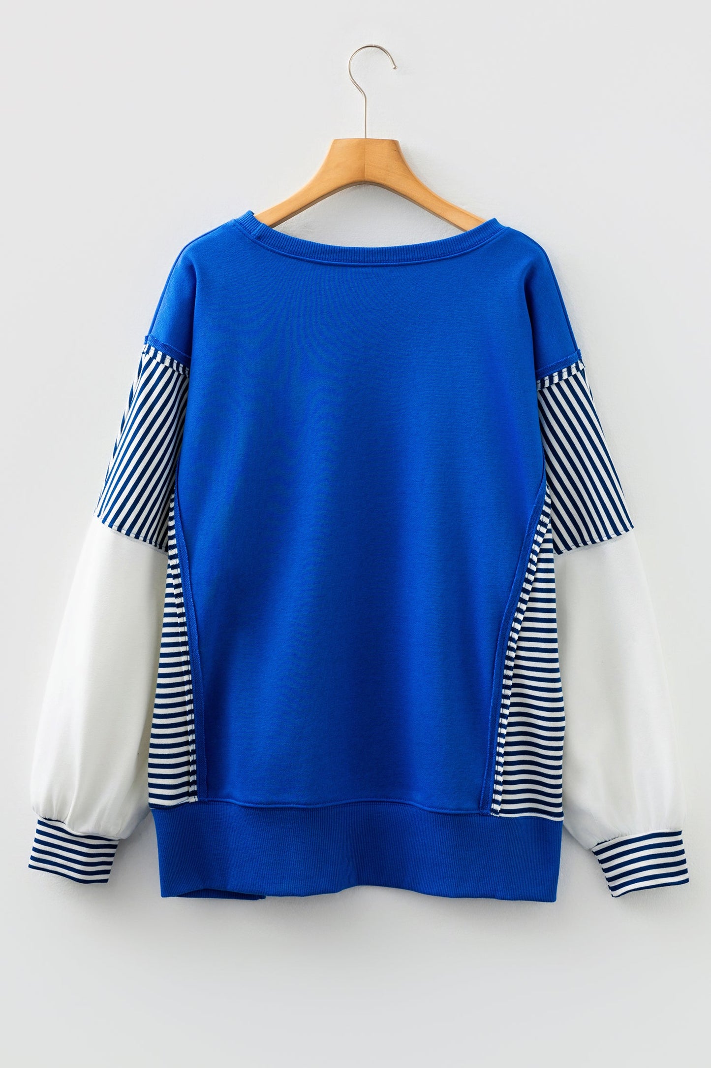 Stripe Patchwork Sleeve Colorblock Sweatshirt