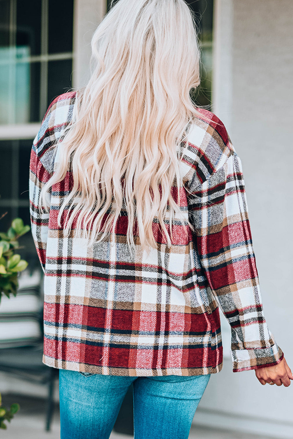 Plaid Pocketed Button Front Shacket