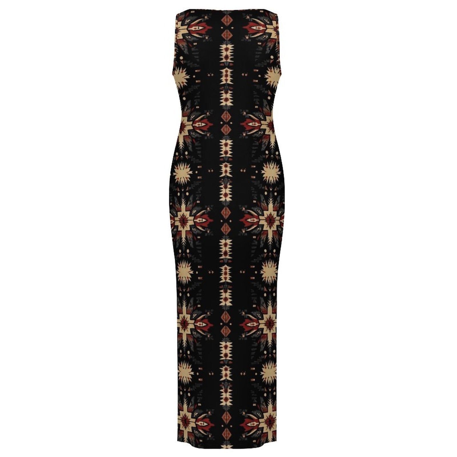 aztec bodycon dress Black and Tan Aztec Bodycon Side Slit Western Maxi Dress The Whistling Dixes